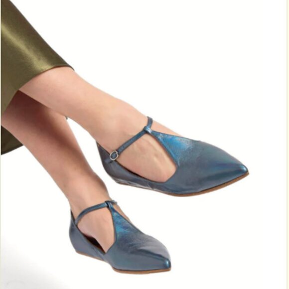 COCLICO Shoes - Coclico Women's Devant T-Strap Carbon Iridescent Leather Shoes Size 39